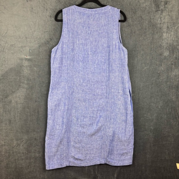 Sigrid Olsen 100% Linen Chambray-look Blue lightweight Sheath Dress Sz M - Picture 8 of 8